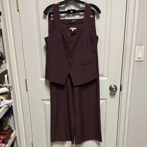 Skies Are Blue Dark Brown top and pant set